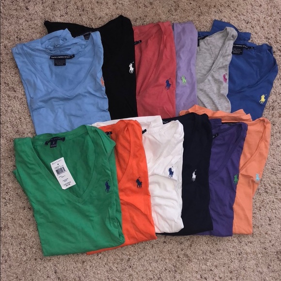 Ralph Lauren Tops - Set of 12 Small Ralph Lauren V Neck Shirts